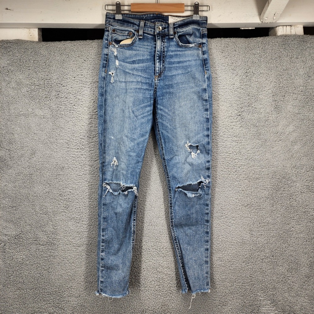 rag & bone Women's Size 26 Horizon Blue Denim Distressed Medium Wash Jeans